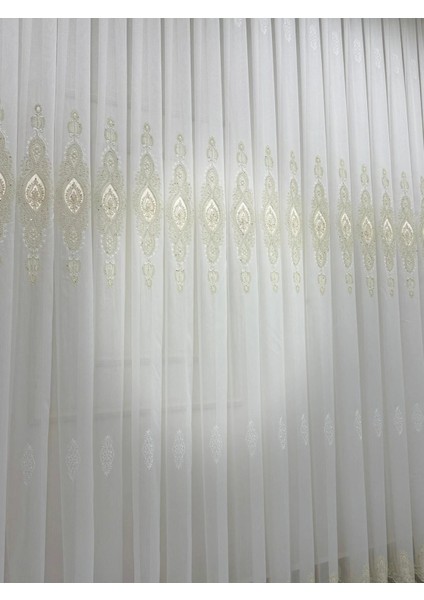 Nivemeshome Elisya 3812 Gold Işıltılı 1/2,5 Pileli Bambu Tül Perde fırsatları