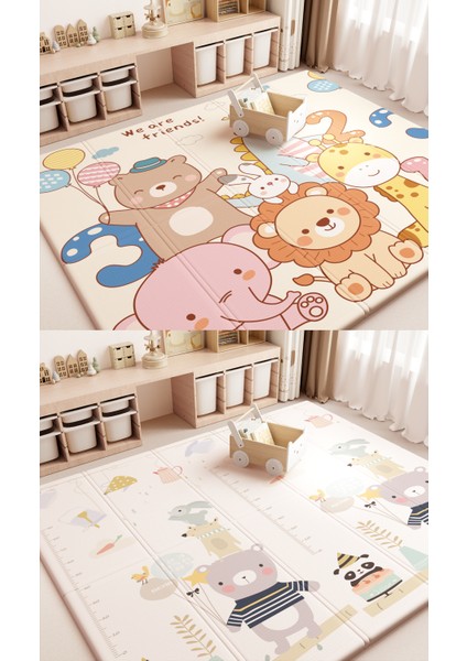 We Are Friends - Katlanabilir - Extra Large - Çift Yönlü - Oyun Halısı ve Matı 150X180X1 (Taşıma Çantası Hediyeli)