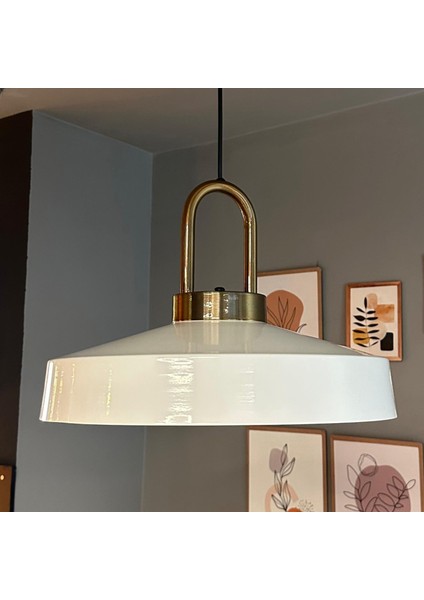 Açe Beyaz Eskitme Kilit Kafa Tekli Avize Retro Sarkıt Ofis Showroom Salon Mutfak Avizeleri