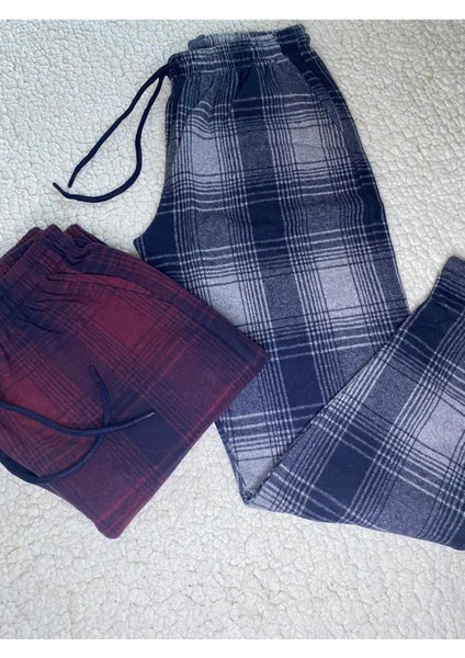 2 Adet Jakar Kümaş Kışlık Kadn Erkek Unisex Antrasit & Bordo Rengi Eşofman Pijama Altı fırsatları