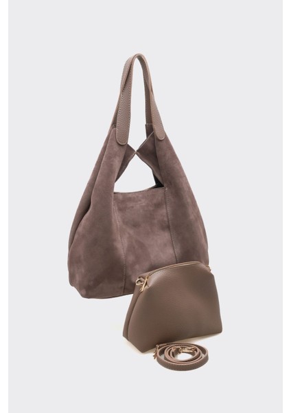 SÇ495 Vizon Süet Hakiki Deri Kol Kadın Çanta modelleri