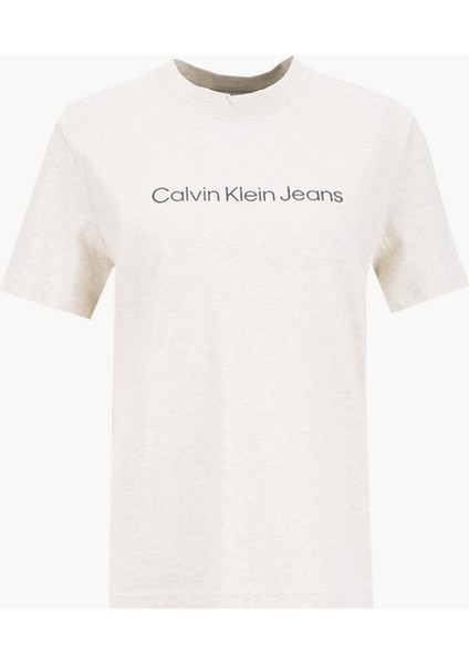 Yuvarlak Yaka Baskılı Gri Kadın T-Shirt LV047C912GP4P