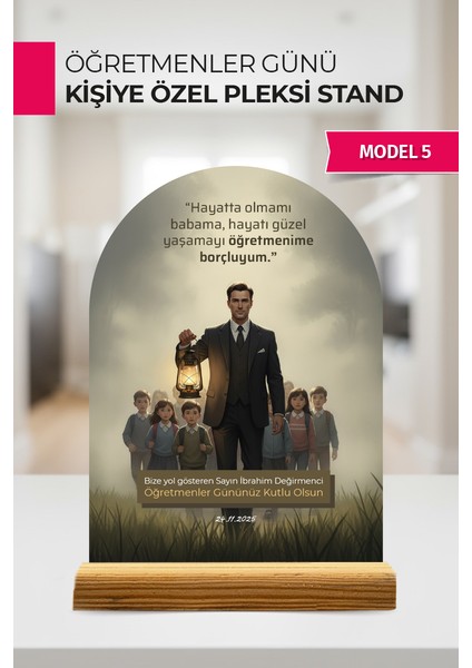 Kişiye Özel Öğretmenler Günü Pleksi Standı | Isme Özel Masa Dekoru ve Hediye