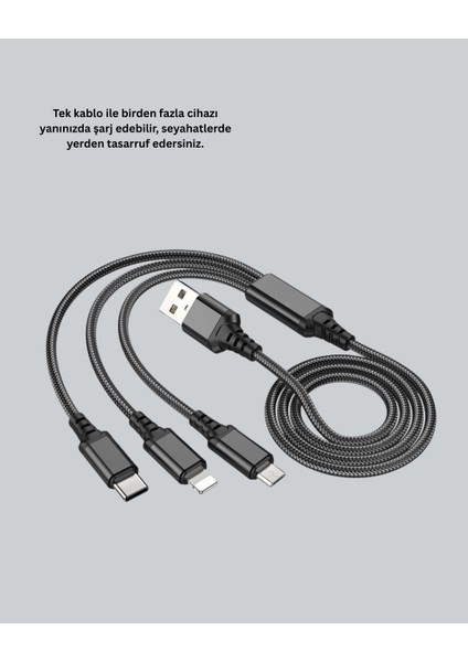 Buğz Çoklu USB Şarj Kablosu – 1,2m Hızlı Şarj, 3A Güçlü Akım indirimleri
