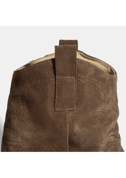 Kadın Vizon Işleme Detaylı Kalın Topuklu Bot