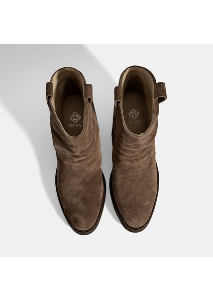 Kadın Vizon Işleme Detaylı Kalın Topuklu Bot