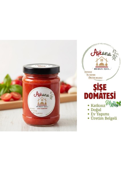 Şişe Domatesi - Doğal, Ev Yapımı, Katkısız, Üretim Belgeli, Domates KONSERVESI-600 gr x 3 Adet