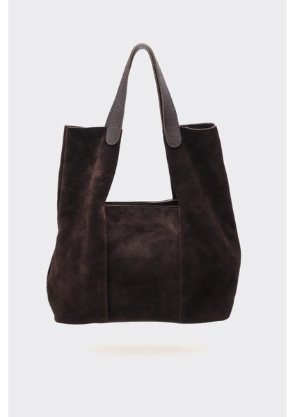 SÇ495 Kahverengi Süet Hakiki Deri Kol Kadın Çanta