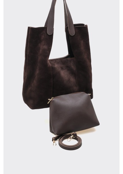 SÇ495 Kahverengi Süet Hakiki Deri Kol Kadın Çanta modelleri