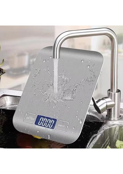 Mutfak Terazisi - Paslanmaz Çelik Yüzeyli Mutfak Tartısı - Dara Işlevi, LCD Ekran, 5 Birim Dönüştürme ve Otomatik Kapanma Özellikli Tartı (10 kg Yüksek Kapasite) fiyatları