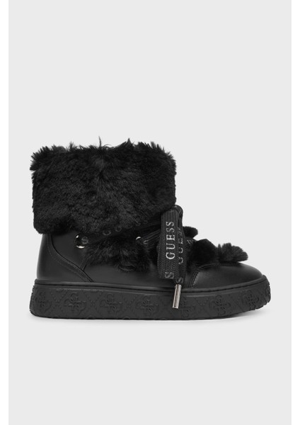 Yumuşak Tüy Detaylı Kalın Tabanlı Bot FLFUEKFUR10 Bayan Bot Flfuek FUR10 Black