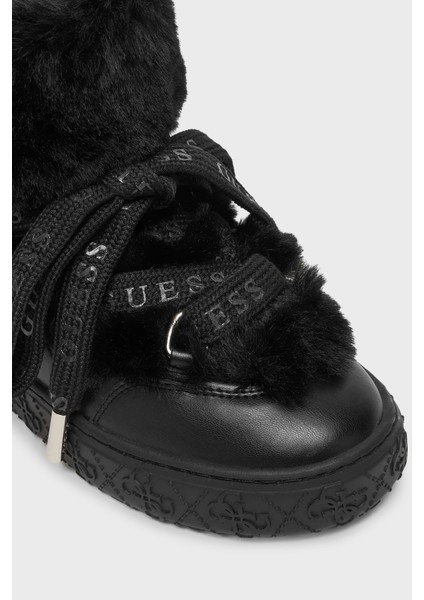 Yumuşak Tüy Detaylı Kalın Tabanlı Bot FLFUEKFUR10 Bayan Bot Flfuek FUR10 Black