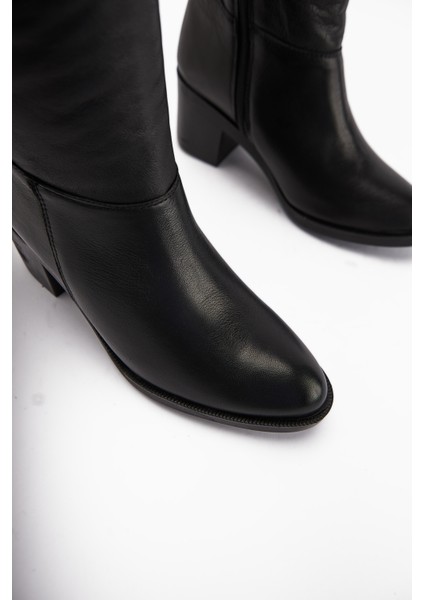 Sahara Hakiki Deri Siyah Körüklü Fermuarlı Kadın Çizme indirimleri