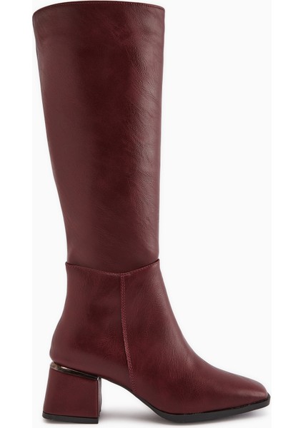 Miami Bordo Küt Burunlu Çizme