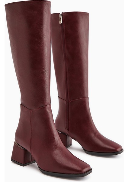 Miami Bordo Küt Burunlu Çizme modelleri