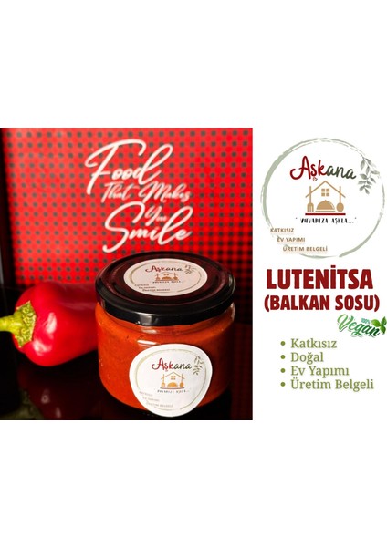 Lutenitsa- Doğal, Katkısız, Ev Yapımı ve Üretim Belgeli Lezzetli Balkan Sosu, Kahvaltılık SOS-300 gr