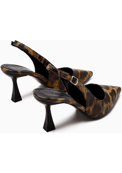 Zamira Leopar Desenli Önü Kapalı Topuklu Kadın Ayakkabı indirimleri