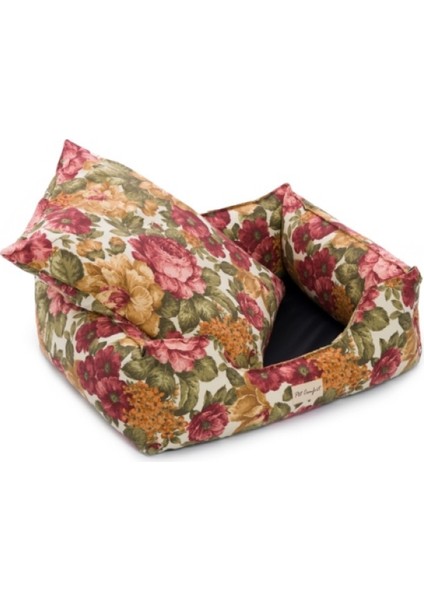 Pet Comfort Alpha Gül Desenli Köpek Yatağı M 80x65cm