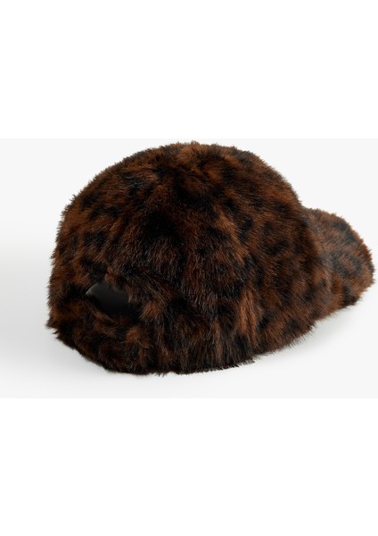Leopar Desenli Suni Kürk Cap Şapka modelleri