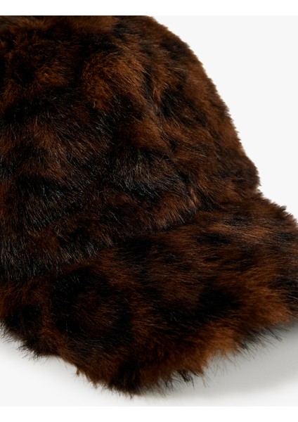 Leopar Desenli Suni Kürk Cap Şapka fırsatları