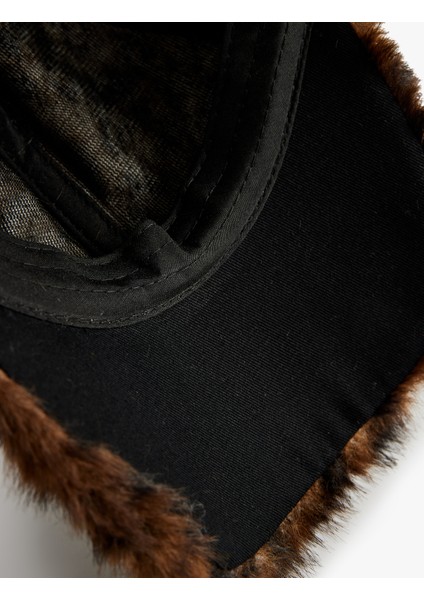 Leopar Desenli Suni Kürk Cap Şapka indirimleri