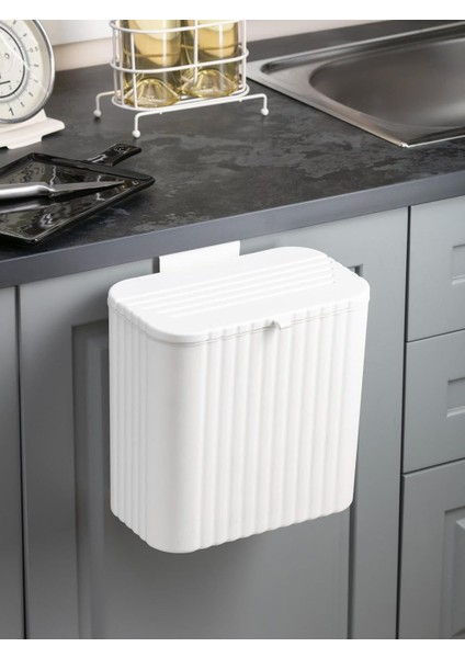 Mutfak Tezgah Üstü ve Dolap Askılı Çöp Kovası 15 Lt Beyaz (NKS158-2)
