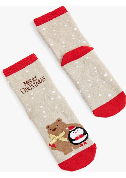 Yılbaşı Çorabı Havlu Çok Renkli Desenli