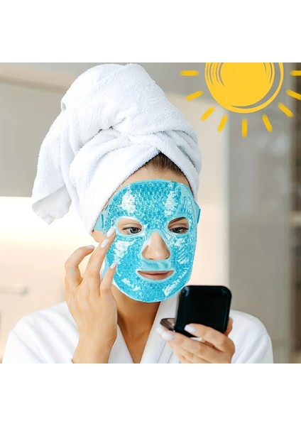 Buğz Terapi Jel Yüz Maskesi Soğuk ve Sıcak Boncuklu Ayarlanabilir Maske (Mavi) modelleri