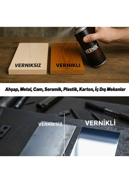 Sprey Parlak Vernik Ahşap Metal Tüm Yüzeyler İçin 400 ml İç Dış Mekan Koruma Katmanı Akrilik Esaslı modelleri