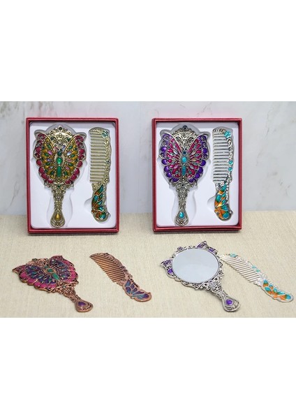 Buğz Kelebek Ayna ve Tarak Seti Küçük Boy