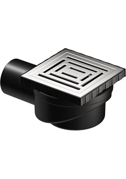 V- Kare 5606980 Duş Kanalı, Yandan Çıkışlı, 10X10 Cm, Dk 800 Kapak, Parlak Krom