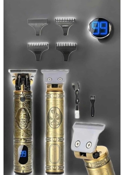 Buğz Tıraş Makinesi Şarjlı Profesyonel Saç Kesme Makinesi Gold Çizik Tıraş fırsatları
