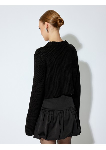 Uzun Kollu Bisiklet Yaka Taşlı Kazak fırsatları