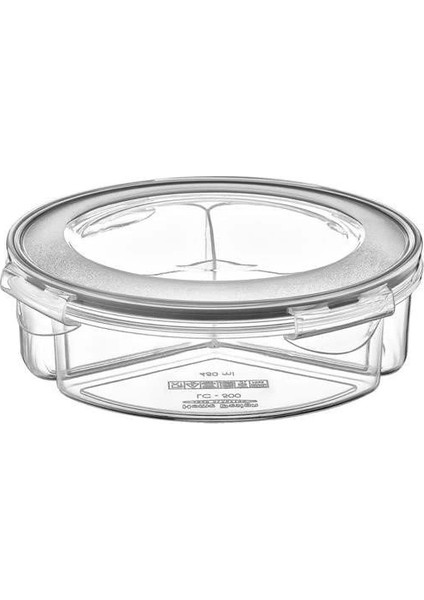 Buğz 3 Bölmeli Sızdırmaz Contalı Kilitli Kapaklı 1,35 Litre Yuvarlak Erzak Saklama Kabı LC-500 indirimleri