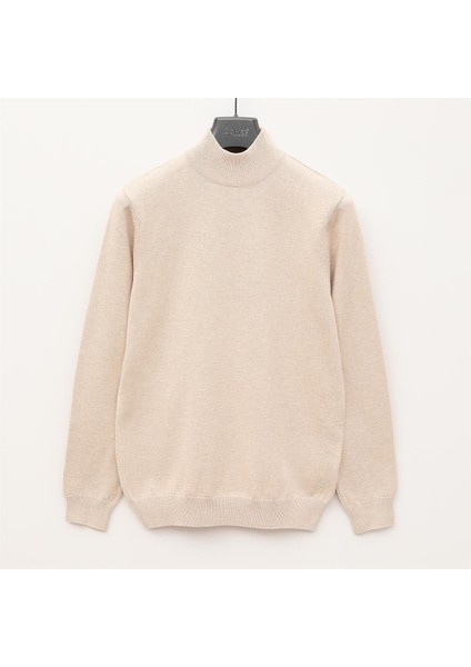 Erkek Şardonsuz Uzun Kol Ince Boğazlı Yaka Kazak - 180538 - Pembe