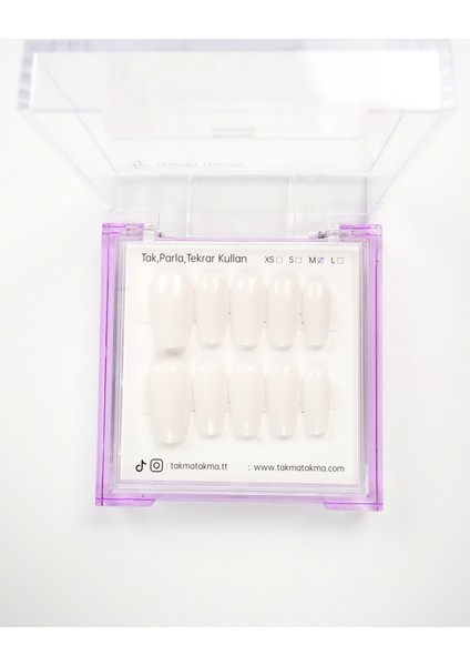 15'li Krem Rengi Orta Balerin OBL1542 Tekrar Kullanılabilir El Yapımı Protez Takma Tırnak - Krem Rengi-Krem-M modelleri