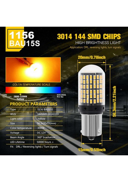 4x 1156 BAU15S LED 3014 144 Smd 7506 1003 1073 Canbus Süper Parlak Araba Freni Ters Kuyruk Ampul Yüksek Güç (Yurt Dışından) modelleri