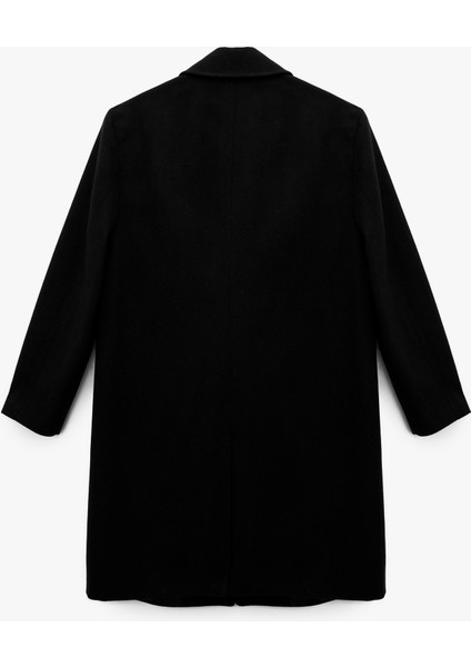 Uzun Kollu Cepli Düğmeli Kruvaze Yaka Uzun Kaşe Kaban fiyatları