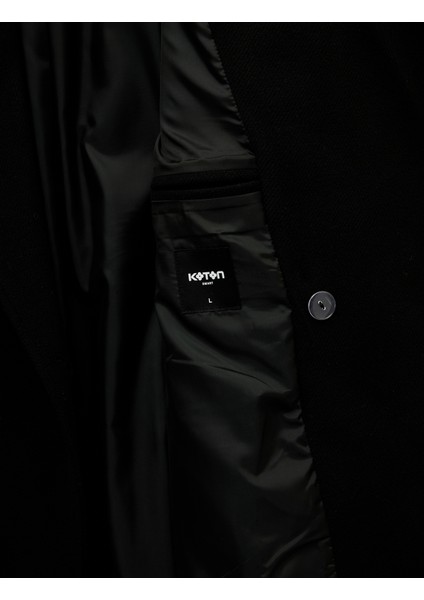 Uzun Kollu Cepli Düğmeli Kruvaze Yaka Uzun Kaşe Kaban fırsatları