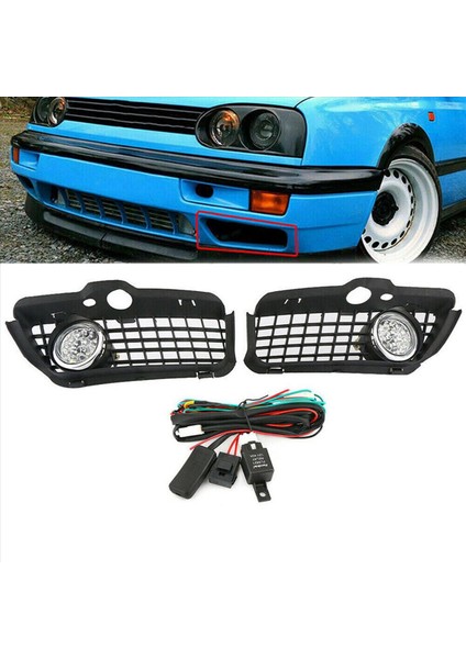 2pair Araba Ön Tampon LED Sis Lambası Izgara Kapağı Vw Golf Jetta Mk3 Cabrio 1993-1998 Beyaz Drl Sürüş LED Sis Işığı (Yurt Dışından) modelleri