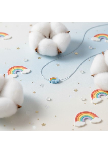 El Yapımı Porselen Mavi Bulut Figürlü Kadın Kolye