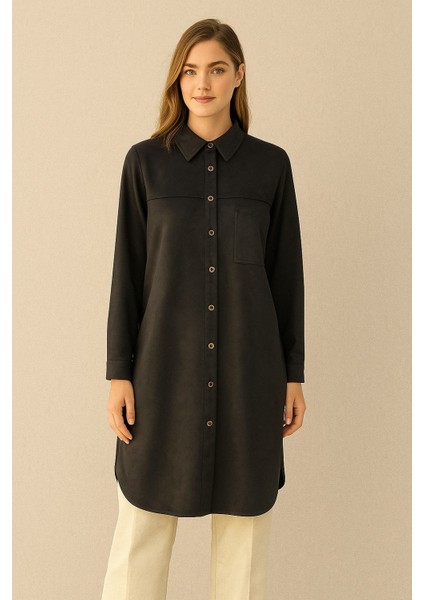 61004 Önden Düğmeli Süet Gömlek Ceket #10-25#