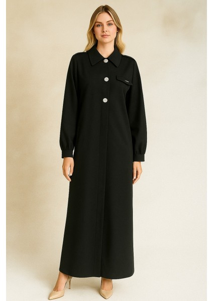 57018 Önden Düğmeli Kol Ucu Manşetli Omzu Apoletli Kaban #10-25#