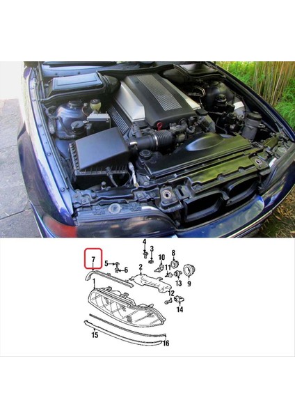 Bmw 5 Serisi E39 1996-1999 Far Mühür Şeridi Sağ 63128387514 (Yurt Dışından) fırsatları