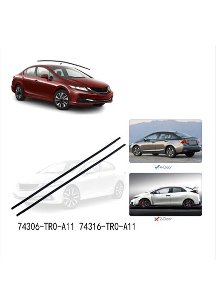 74306-TR0-A11 2pcs Sol Sağ Araba Çatı Kalıplama Trimleri Honda Civic 4 Kapı 2012-2015 74316-TR0-A11 (Yurt Dışından) fiyatları