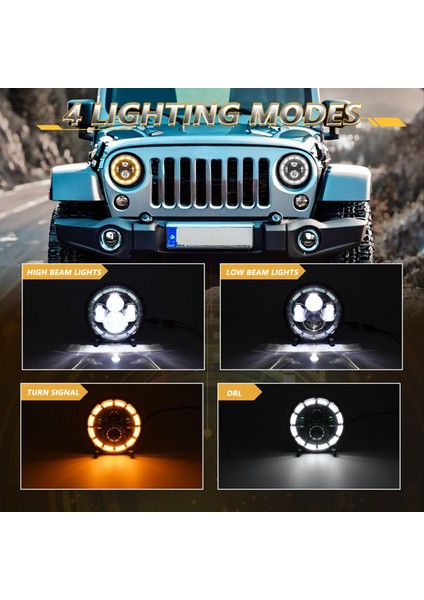 Tur 7 Inç LED Far LED Far Offroad Light Yüksek Düşük Kirli Drl Dönüş Sinyali Araba Motosikleti (Yurt Dışından) fırsatları