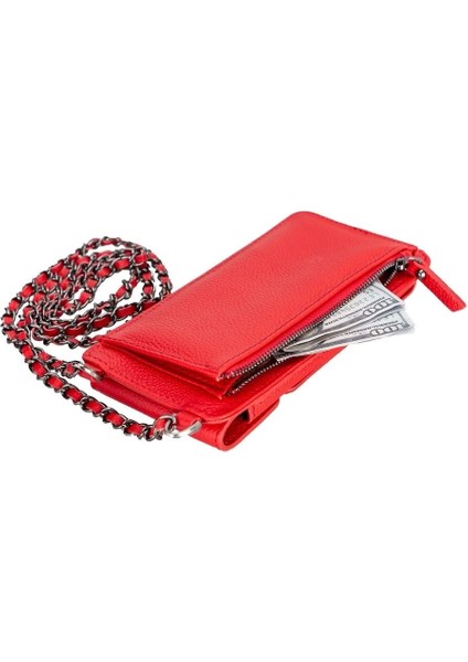 Buğz Avjin 6.9 Inch Uyumlu Deri Kılıf Cüzdan Askılı Erc2 Kırmızı modelleri