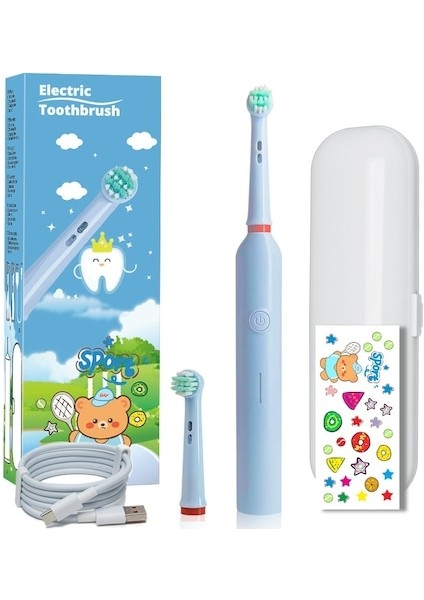 Lıcorıce Çocuklar Için Su Geçirmez Diş Çürümesine Karşı Elektrikli Diş Fırçası-Mavi Bant Dıy Çıkartması (Yurt Dışından)