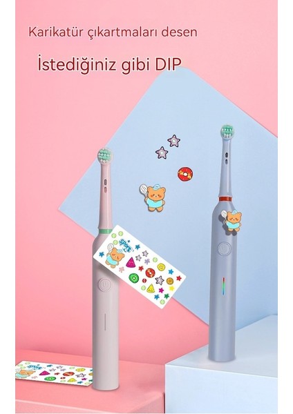 Lıcorıce Çocuklar Için Su Geçirmez Diş Çürümesine Karşı Elektrikli Diş Fırçası-Mavi Bant Dıy Çıkartması (Yurt Dışından) modelleri