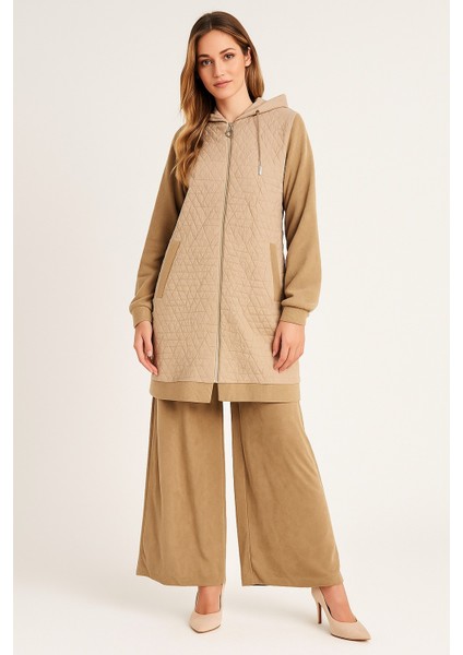 56095 Kapişonlu Kolları Fitilli Alt Kısmı Kapitoneli Fitilli Takım #10-25#